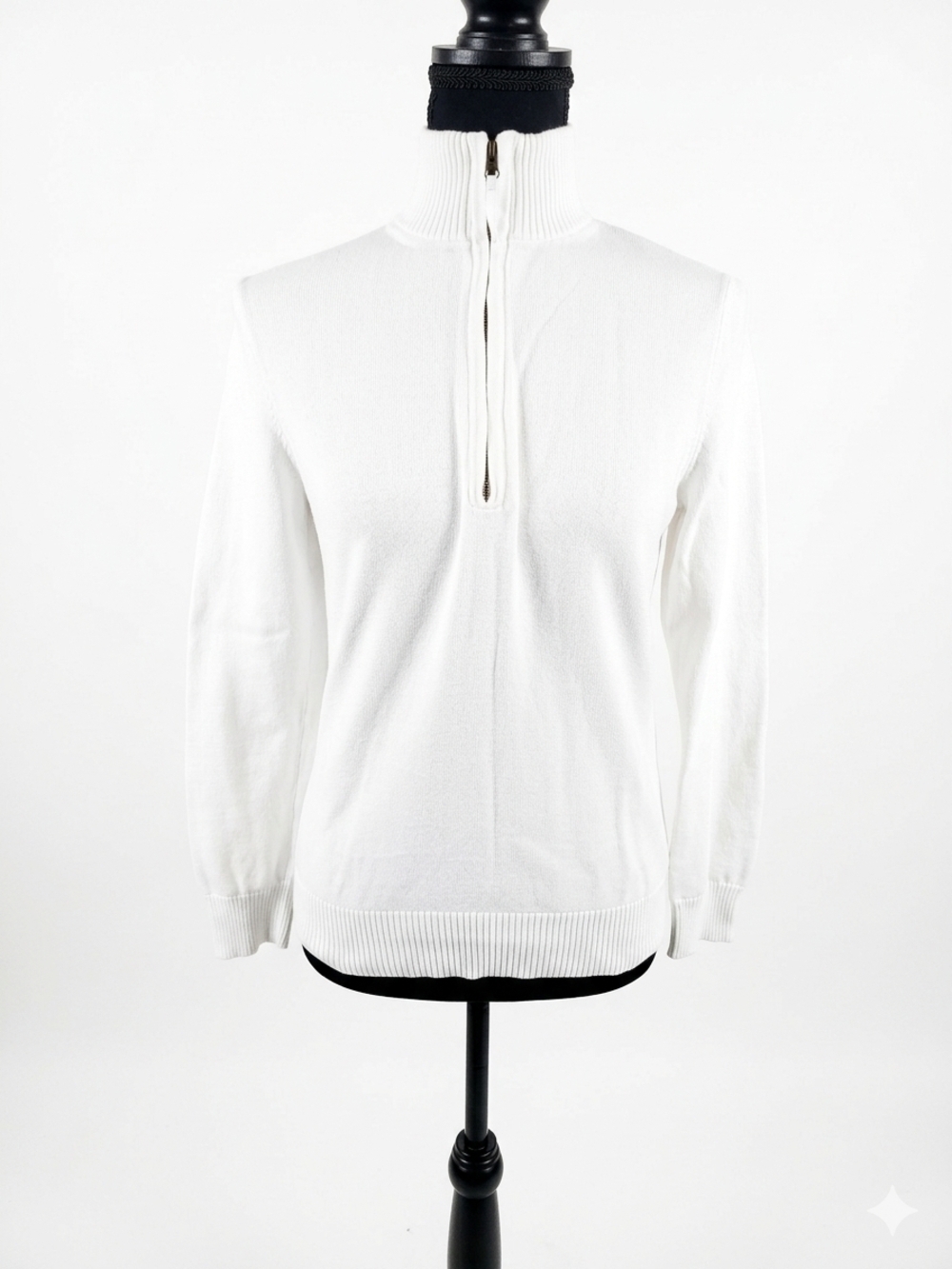 Foxcroft White Half-Zip Cowl Neck Sweater